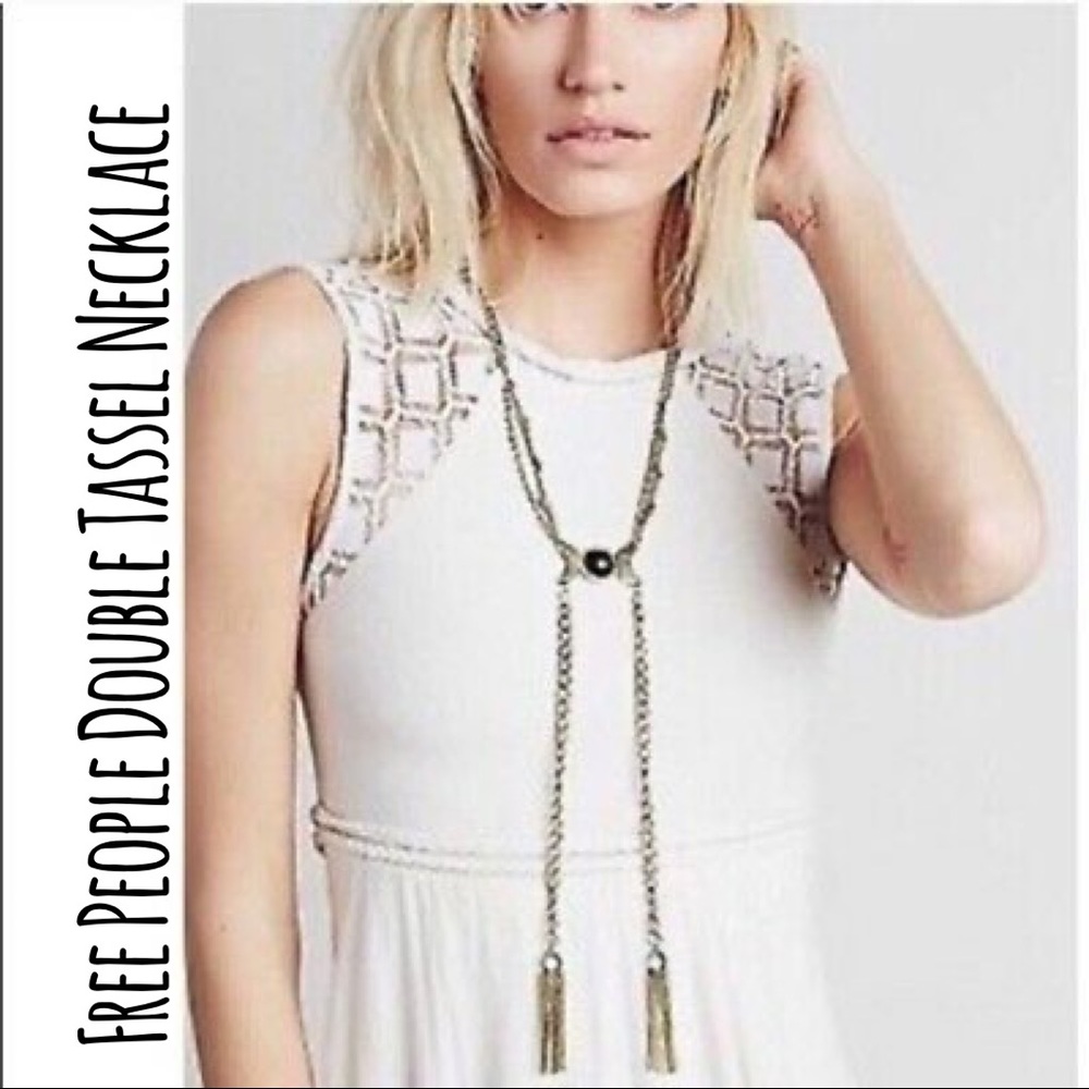 NWOT Free People Double Tassel Necklace